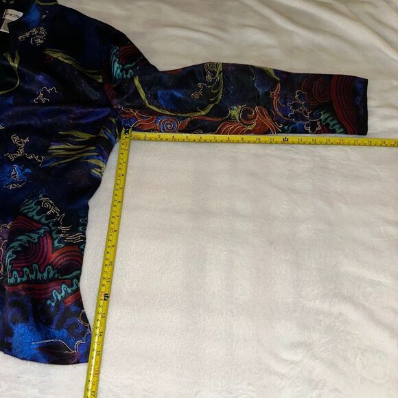 Chicos Size 3 (XL) Silk Women’s Colorful Asian Inspired Blazer Jacket EUC - Picture 8 of 11